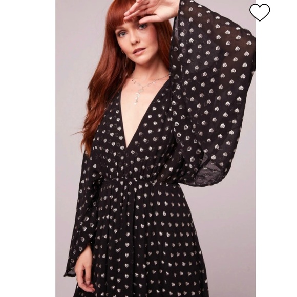 BAND OF GYPSIES BLACK METALLIC HEART MINI DRESS - Picture 8 of 11